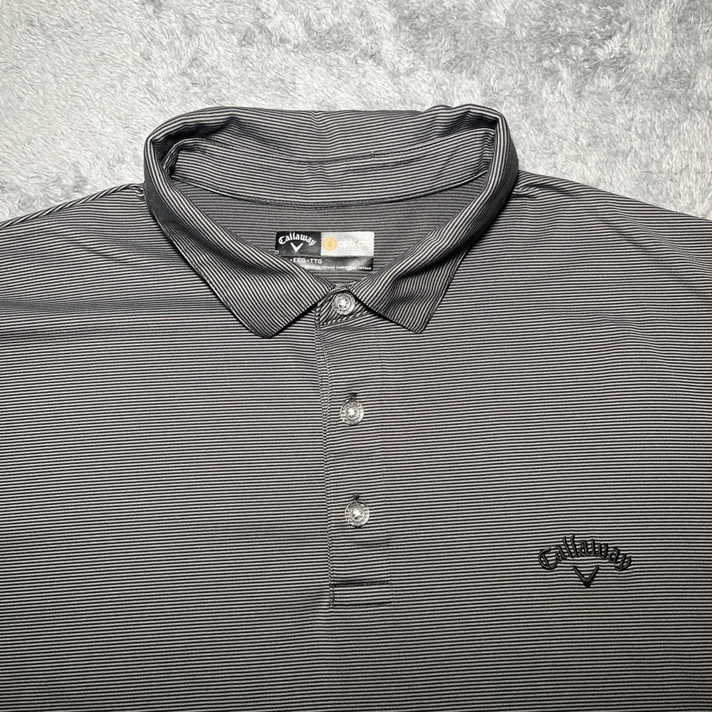 Callaway Opti Dri Polo XXL Black Grey Stripes Light Comfortable Golf Shirt